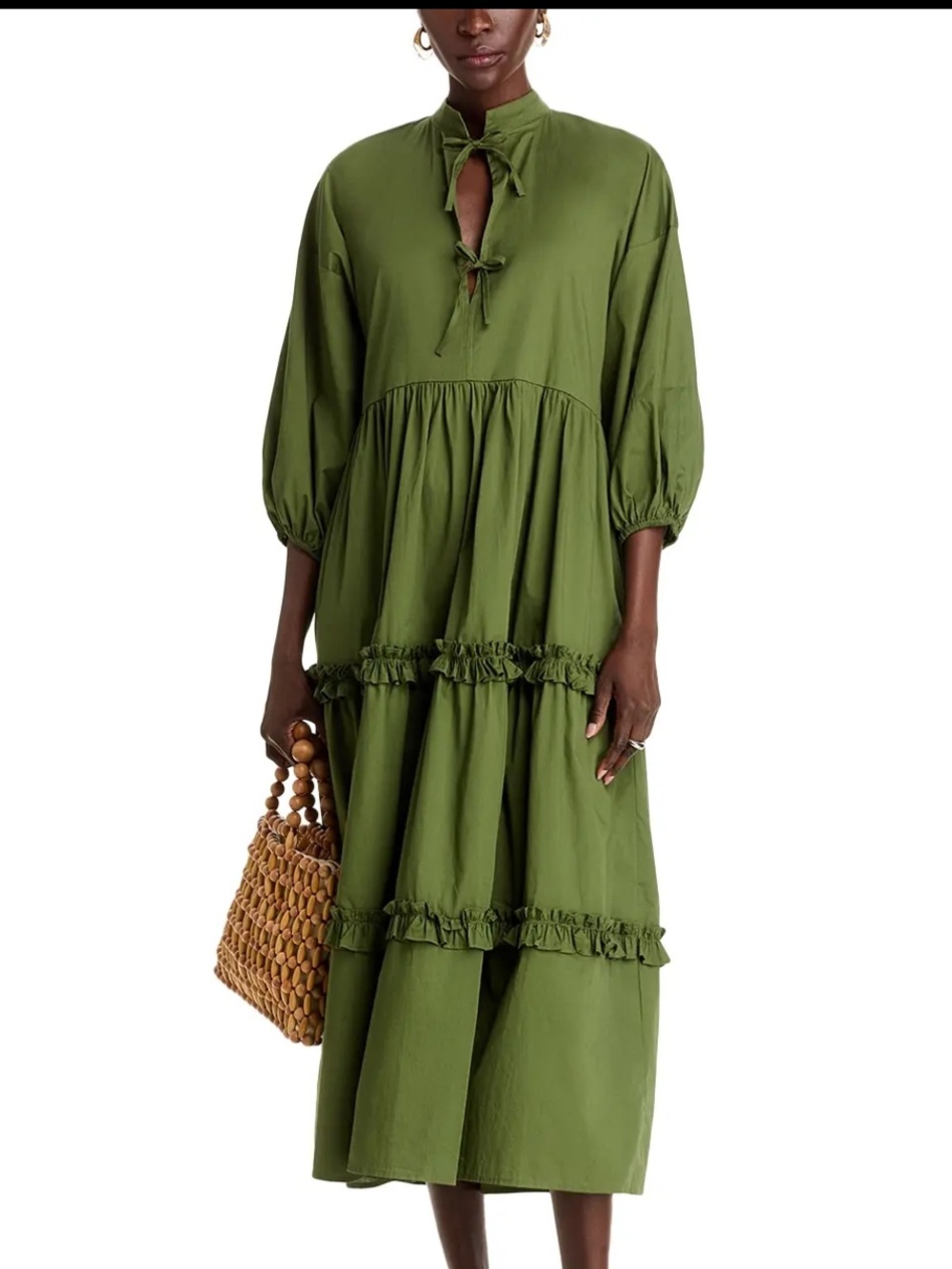 THE LULO PROJECT Bogota Maxi Dress in Army Green Size Large